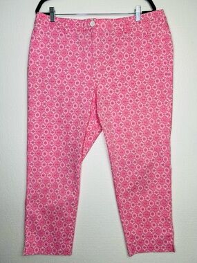 TALBOT'S Pink/White Print Casual Pants spring summer size 16W